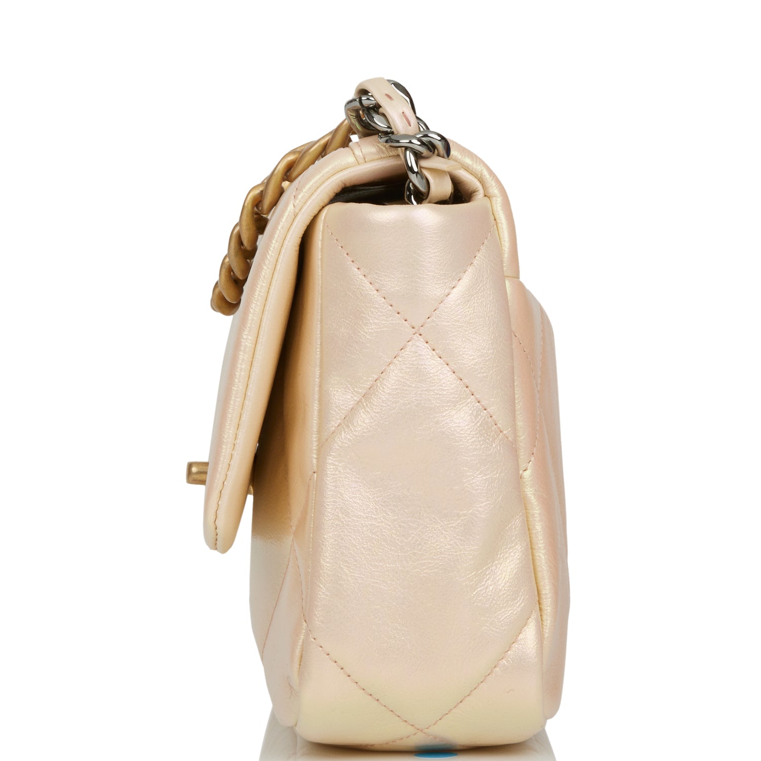 Chanel Medium 19 Flap Bag Rose Iridescent Calfskin Mixed Hardware Rovelle Bags
