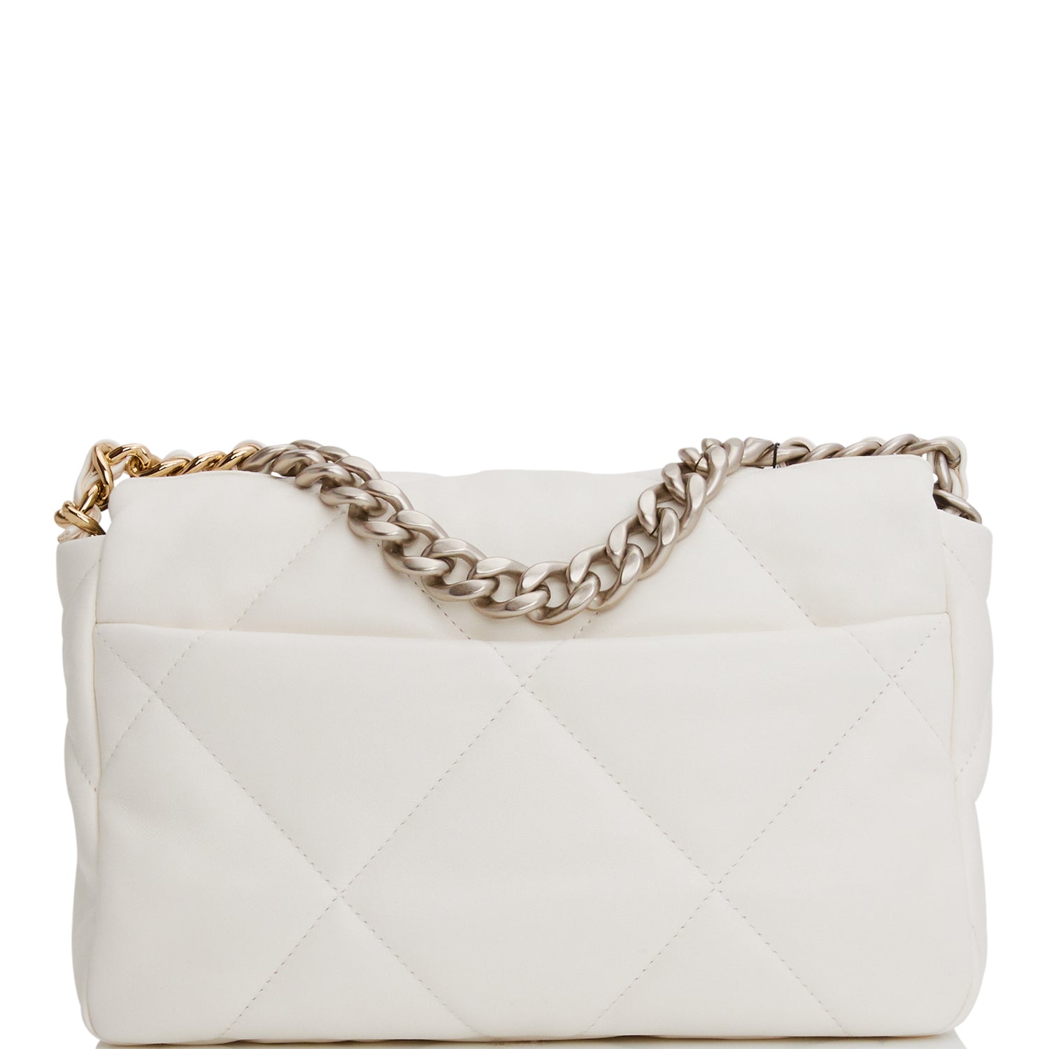 Chanel Medium 19 Flap Bag White Goatskin Mixed Hardware Rovelle Bags