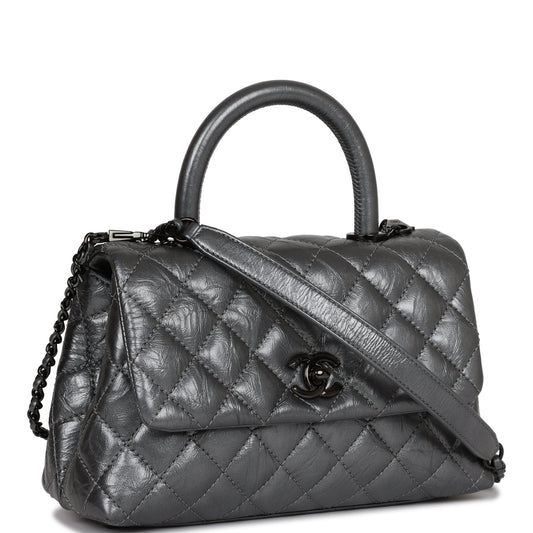 Chanel Small Coco Handle Flap Bag So Black Calfskin Black Hardware Rovelle Bags