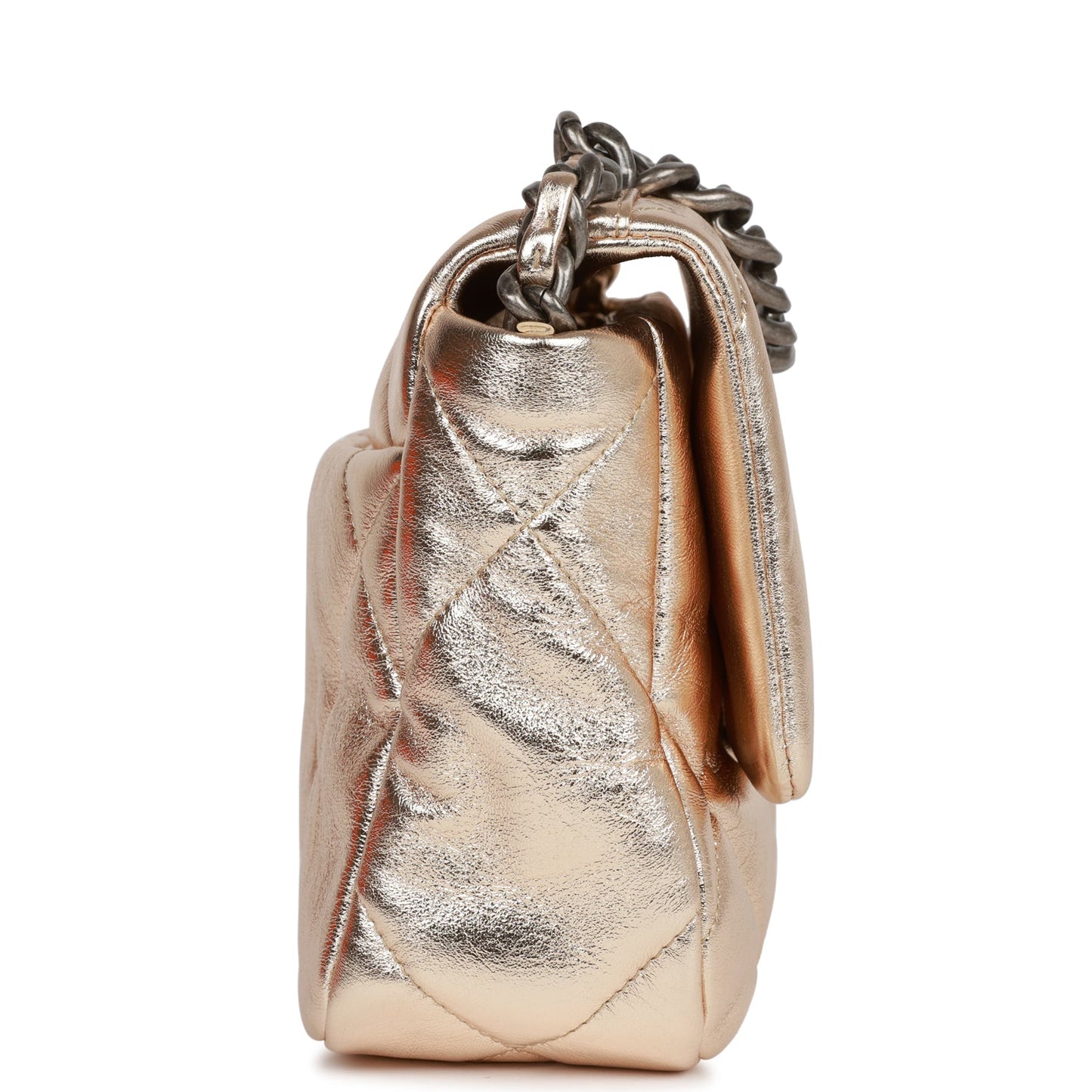 Chanel Medium 19 Flap Bag Gold Metallic Lambskin Mixed Hardware Rovelle Bags