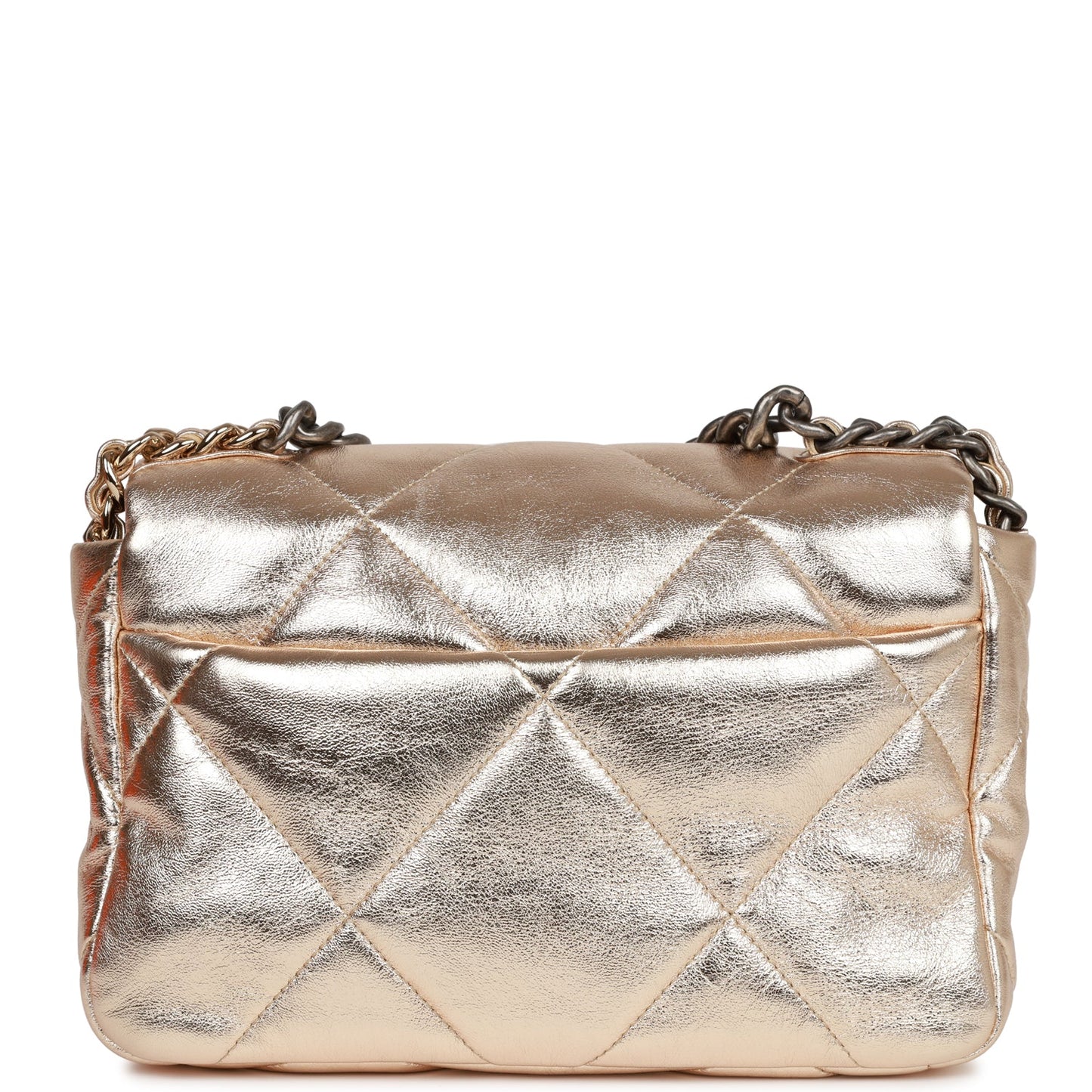 Chanel Medium 19 Flap Bag Gold Metallic Lambskin Mixed Hardware Rovelle Bags