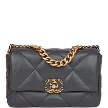 Chanel Medium 19 Flap Bag Grey Calfskin Mixed Hardware Rovelle Bags