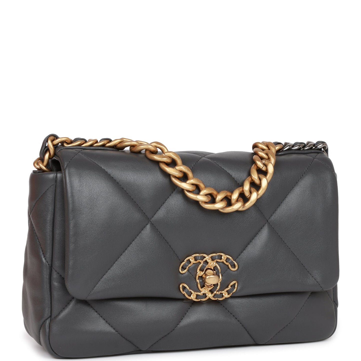 Chanel Medium 19 Flap Bag Grey Calfskin Mixed Hardware Rovelle Bags