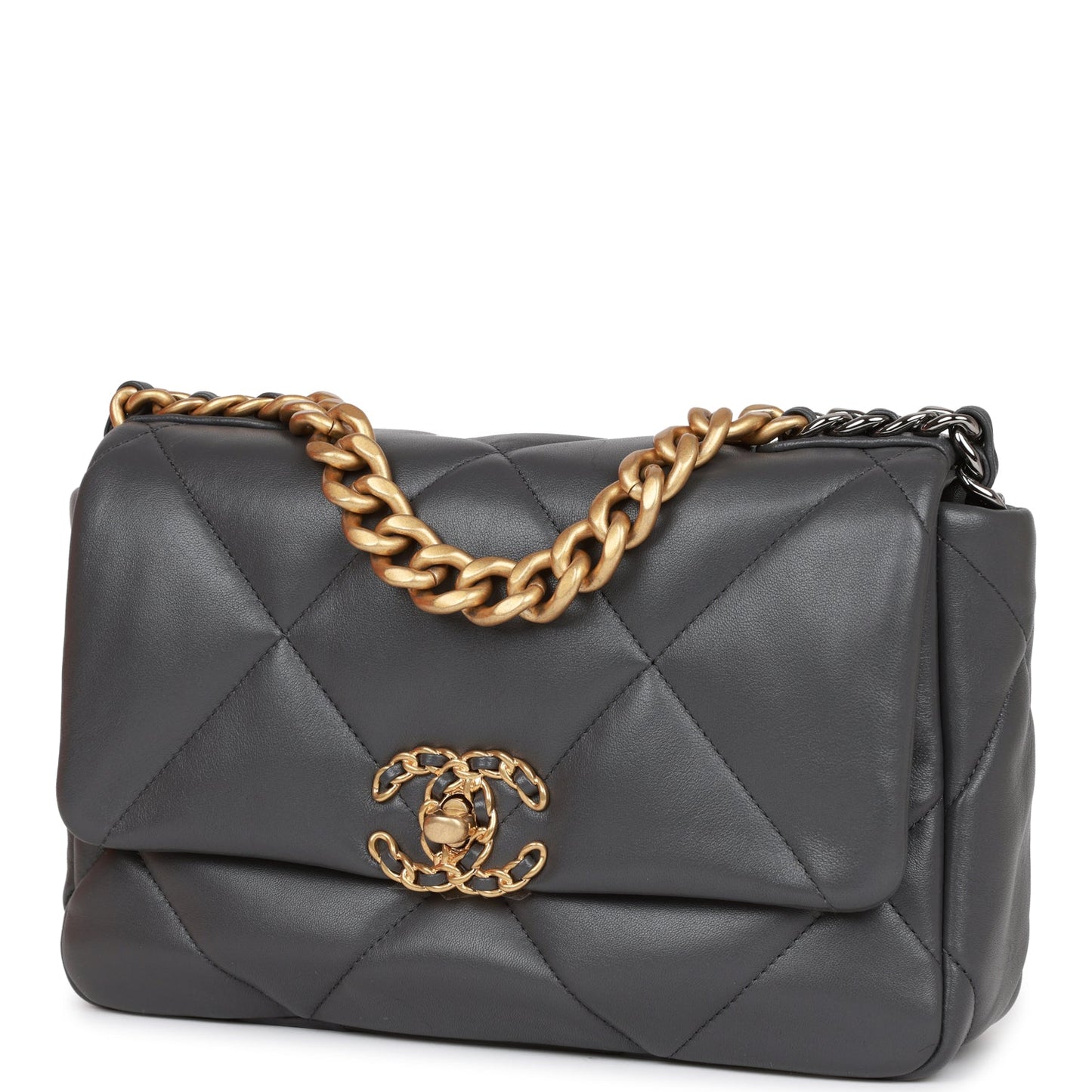 Chanel Medium 19 Flap Bag Grey Calfskin Mixed Hardware Rovelle Bags