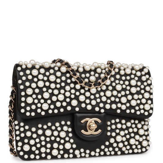 Chanel Paris-Dubai Pearly Flap Bag Black Lambskin Light Gold Hardware Rovelle Bags