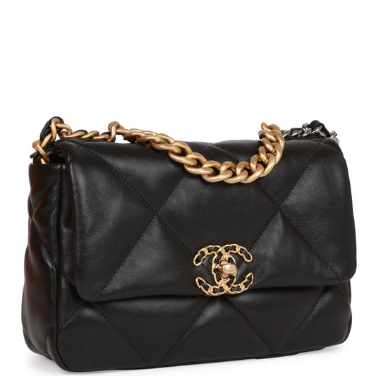 Chanel Medium 19 Flap Bag Black Lambskin Mixed Hardware Rovelle Bags
