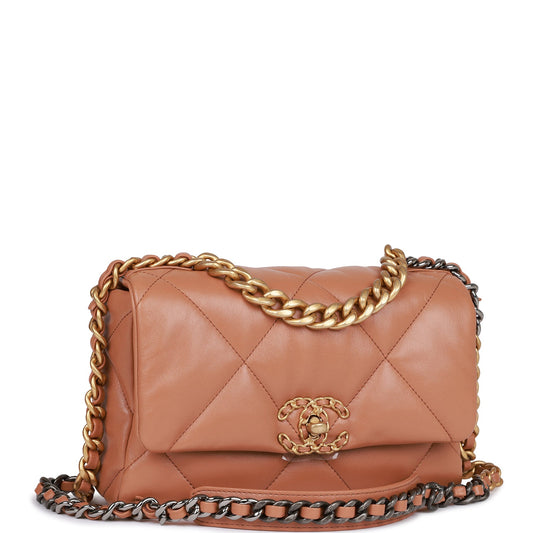 Chanel Medium 19 Flap Bag Caramel Calfskin Mixed Hardware Rovelle Bags