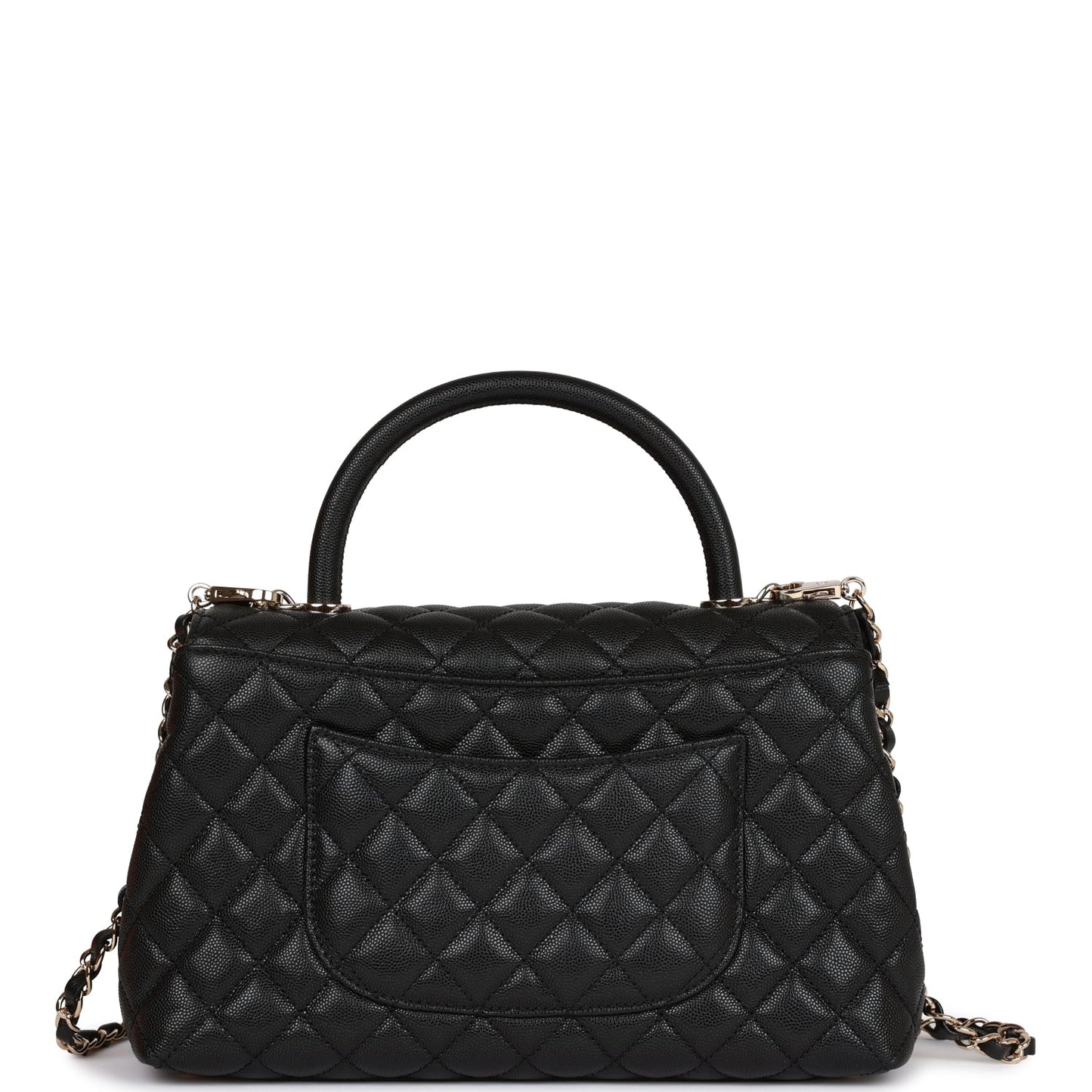 Chanel Small Coco Handle Flap Bag Black Caviar Light Gold Hardware Rovelle Bags