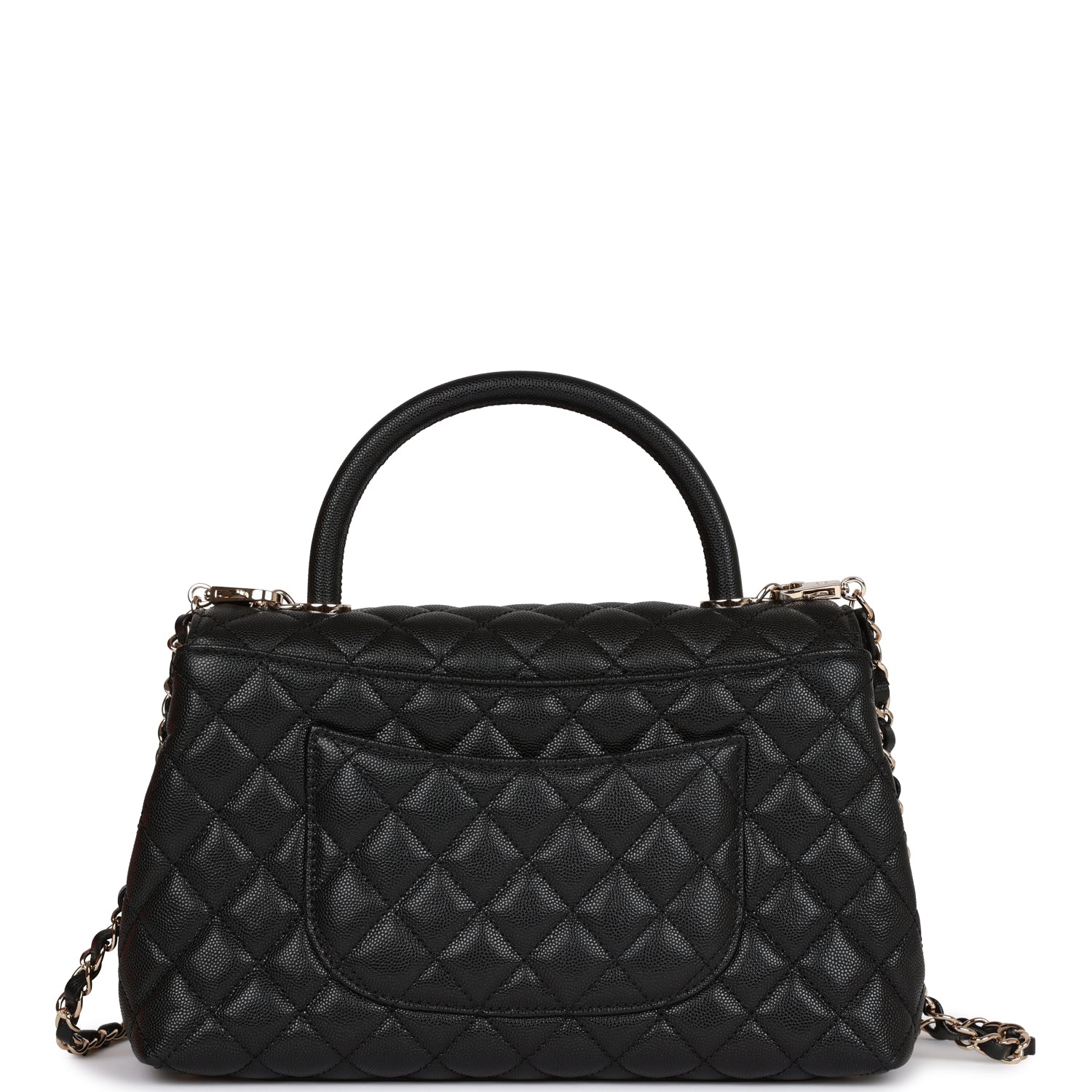 Chanel Small Coco Handle Flap Bag Black Caviar Light Gold Hardware Rovelle Bags