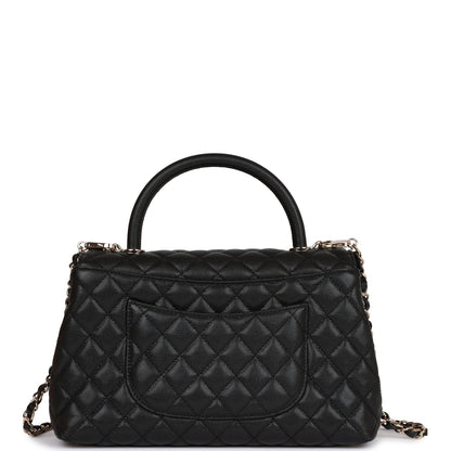 Chanel Small Coco Handle Flap Bag Black Caviar Light Gold Hardware Rovelle Bags