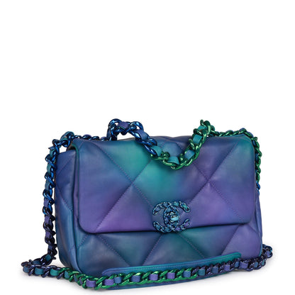 Chanel Medium 19 Flap Bag Tie Dye Calfskin Rainbow Hardware Rovelle Bags