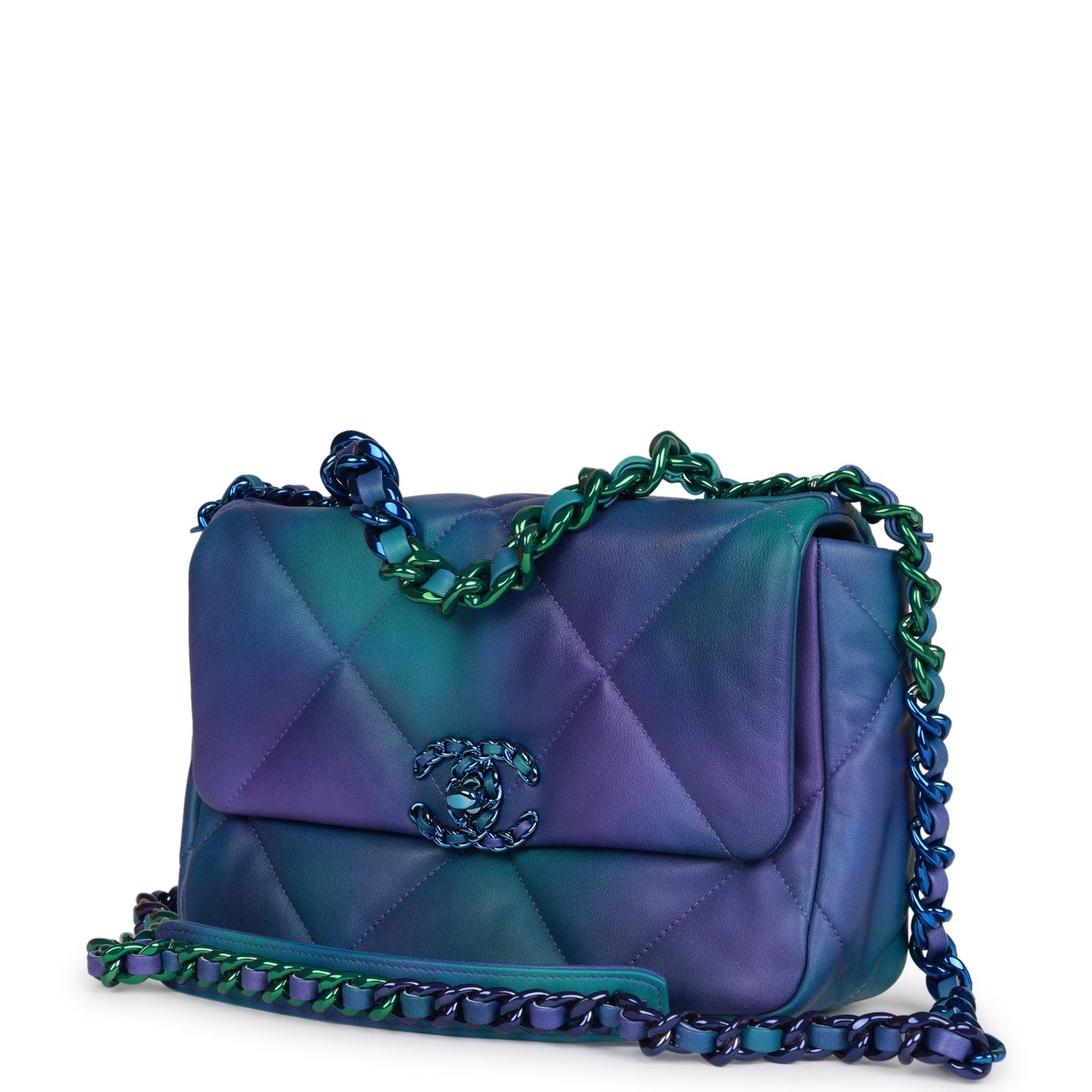 Chanel Medium 19 Flap Bag Tie Dye Calfskin Rainbow Hardware Rovelle Bags