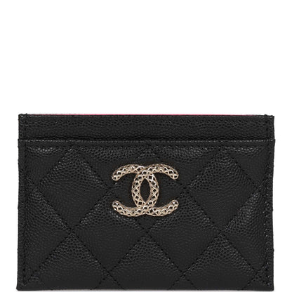 Chanel Card Holder Wallet Black Caviar Light Gold Hardware Rovelle Bags