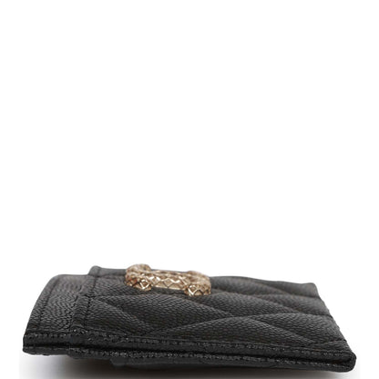 Chanel Card Holder Wallet Black Caviar Light Gold Hardware Rovelle Bags