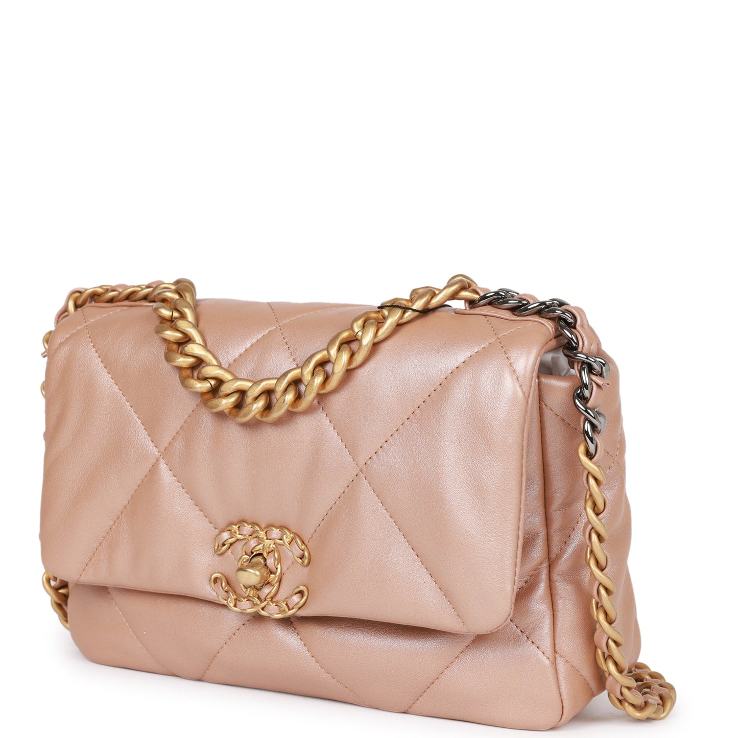 Chanel Medium 19 Flap Bag Beige Iridescent Calfskin Mixed Hardware Rovelle Bags
