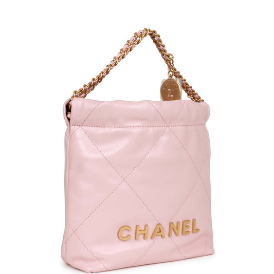 Chanel Mini 22 Bag Pink Calfskin Gold Hardware Rovelle Bags