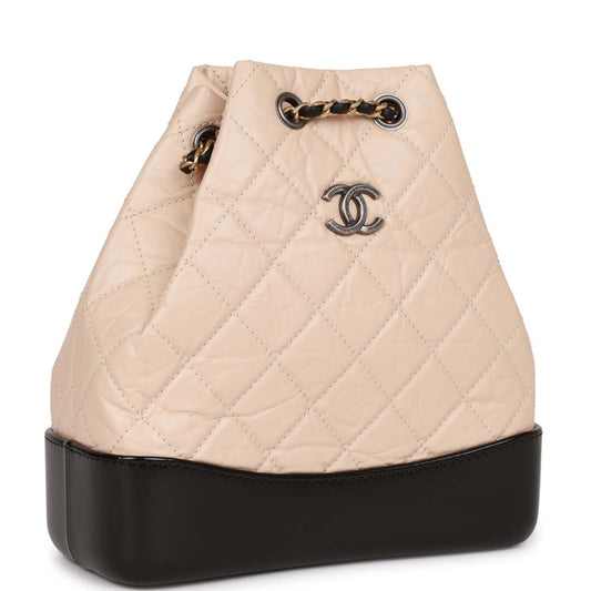 Chanel Small Gabrielle Backpack Beige And Black Aged Calfskin Mixed Hardware Rovelle Bags