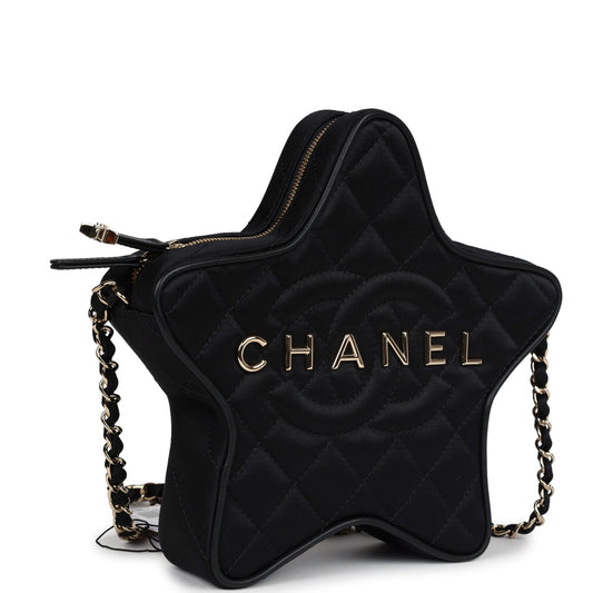 Chanel Star Bag Black Satin Light Gold Hardware Rovelle Bags