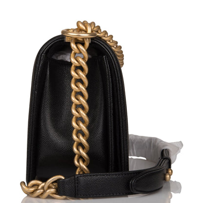 Chanel Medium Boy Bag Black Chevron Caviar Antique Gold Hardware Rovelle Bags