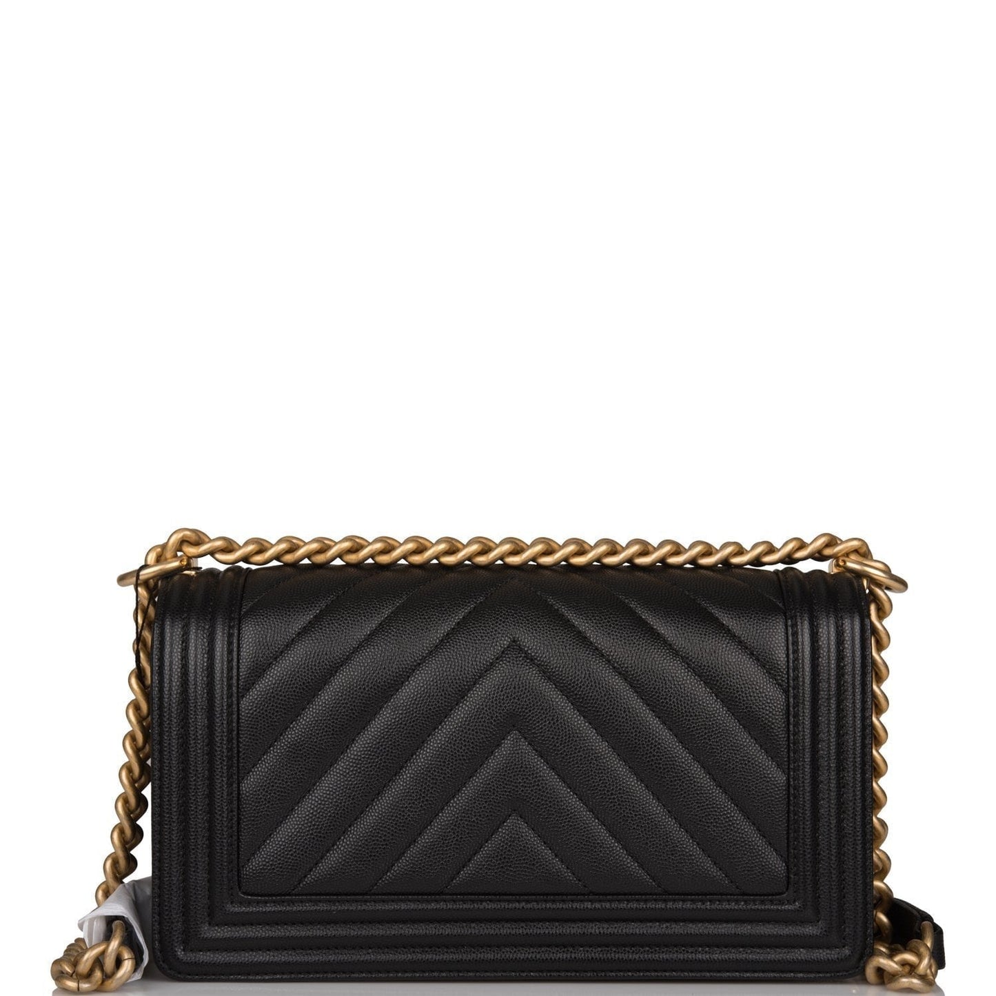 Chanel Medium Boy Bag Black Chevron Caviar Antique Gold Hardware Rovelle Bags