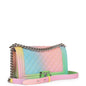 Chanel Medium Boy Bag Rainbow Caviar Silver Hardware Rovelle Bags