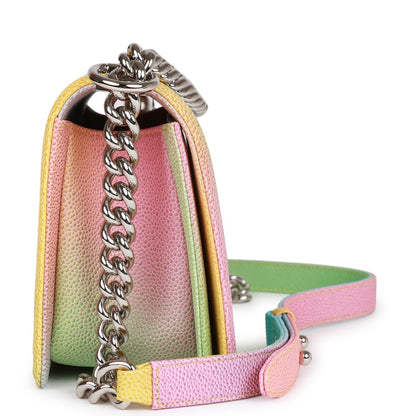 Chanel Medium Boy Bag Rainbow Caviar Silver Hardware Rovelle Bags