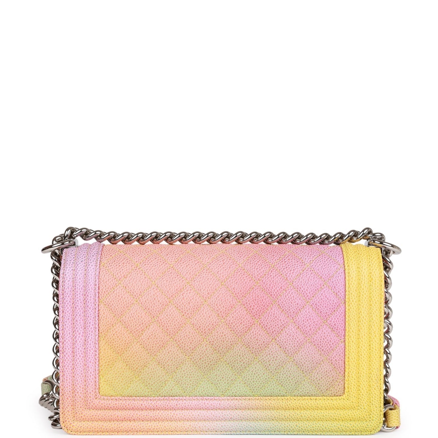 Chanel Medium Boy Bag Rainbow Caviar Silver Hardware Rovelle Bags