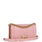 Chanel Medium Boy Bag Pink Caviar Antique Gold Hardware Rovelle Bags