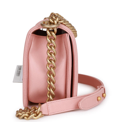 Chanel Medium Boy Bag Pink Caviar Antique Gold Hardware Rovelle Bags