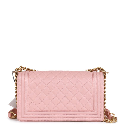 Chanel Medium Boy Bag Pink Caviar Antique Gold Hardware Rovelle Bags