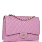 Chanel Maxi Classic Double Flap Bag Dark Pink Caviar Light Gold Hardware Rovelle Bags