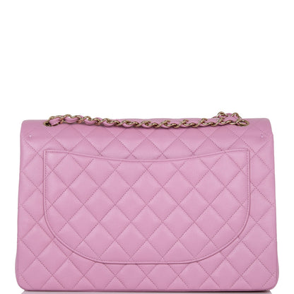 Chanel Maxi Classic Double Flap Bag Dark Pink Caviar Light Gold Hardware Rovelle Bags