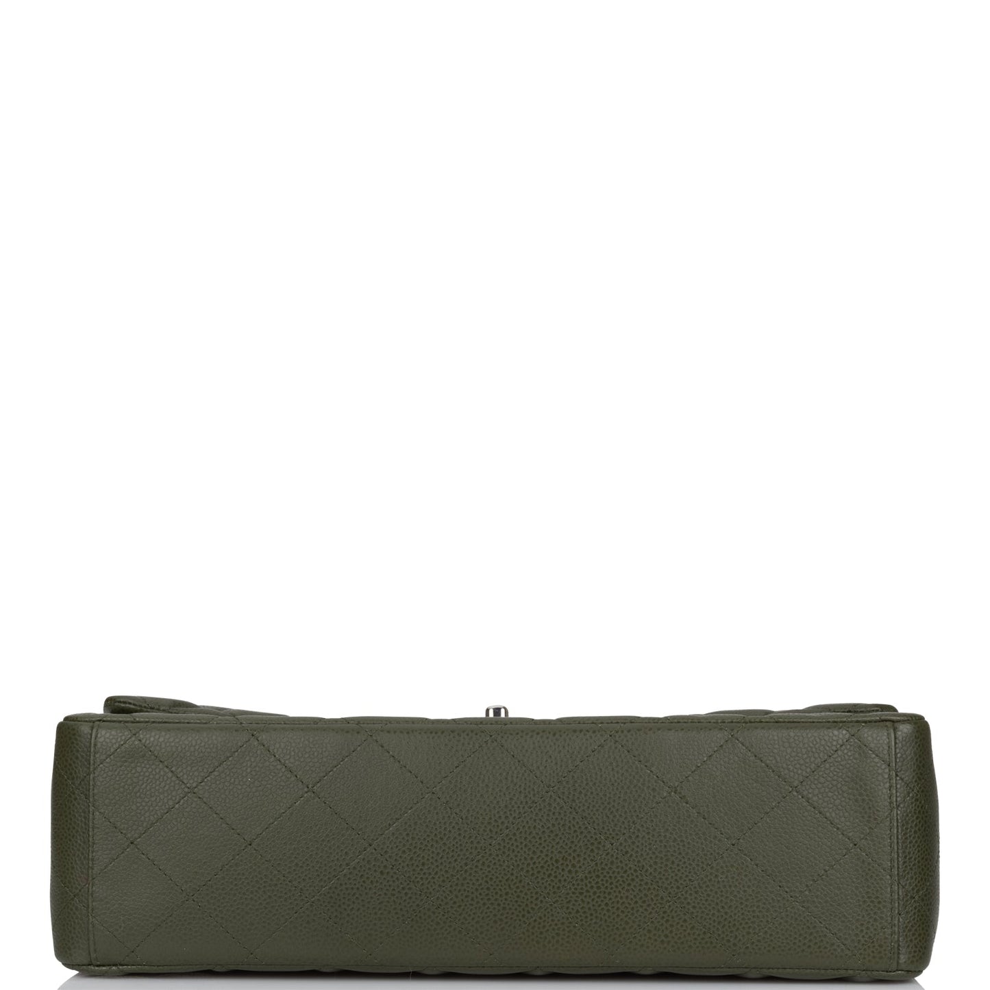 Chanel Maxi Classic Double Flap Bag Dark Green Caviar Silver Hardware Rovelle Bags