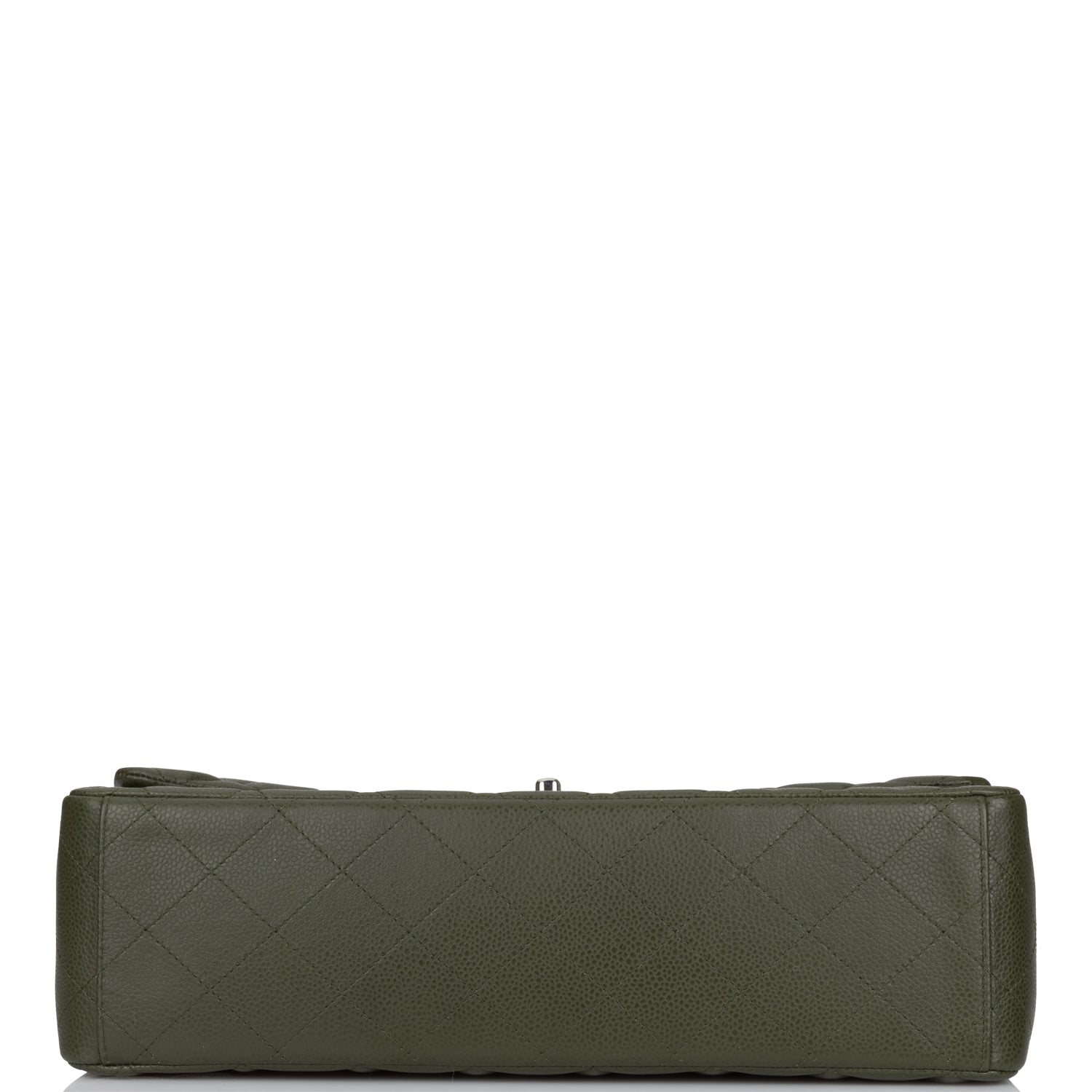 Chanel Maxi Classic Double Flap Bag Dark Green Caviar Silver Hardware Rovelle Bags