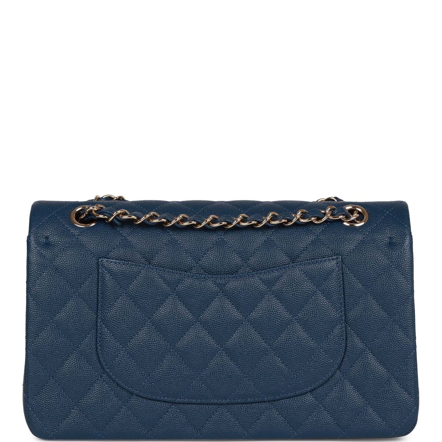 Chanel Medium Classic Double Flap Bag Blue Caviar Light Gold Hardware Rovelle Bags