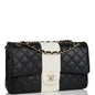 Chanel Medium Classic Double Flap Bag Black And White Lambskin Light Gold Hardware Rovelle Bags