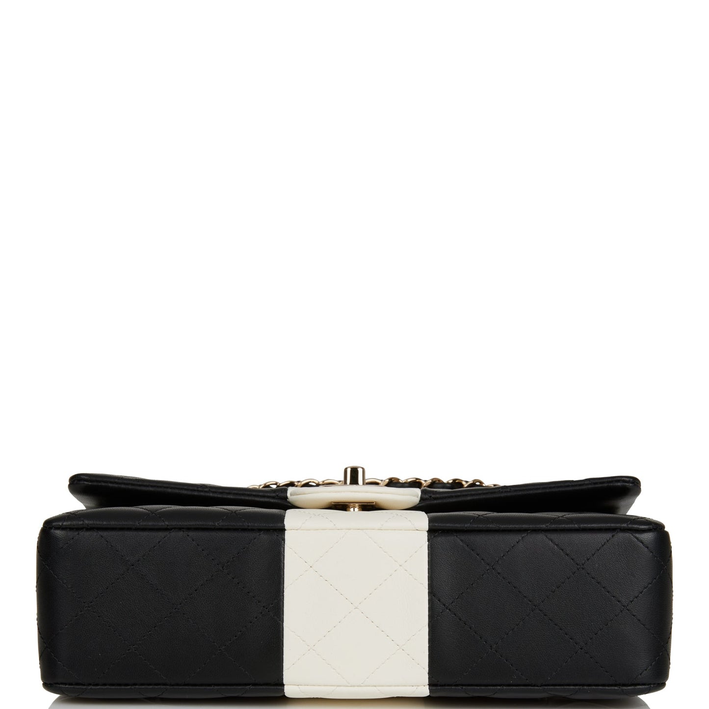 Chanel Medium Classic Double Flap Bag Black And White Lambskin Light Gold Hardware Rovelle Bags