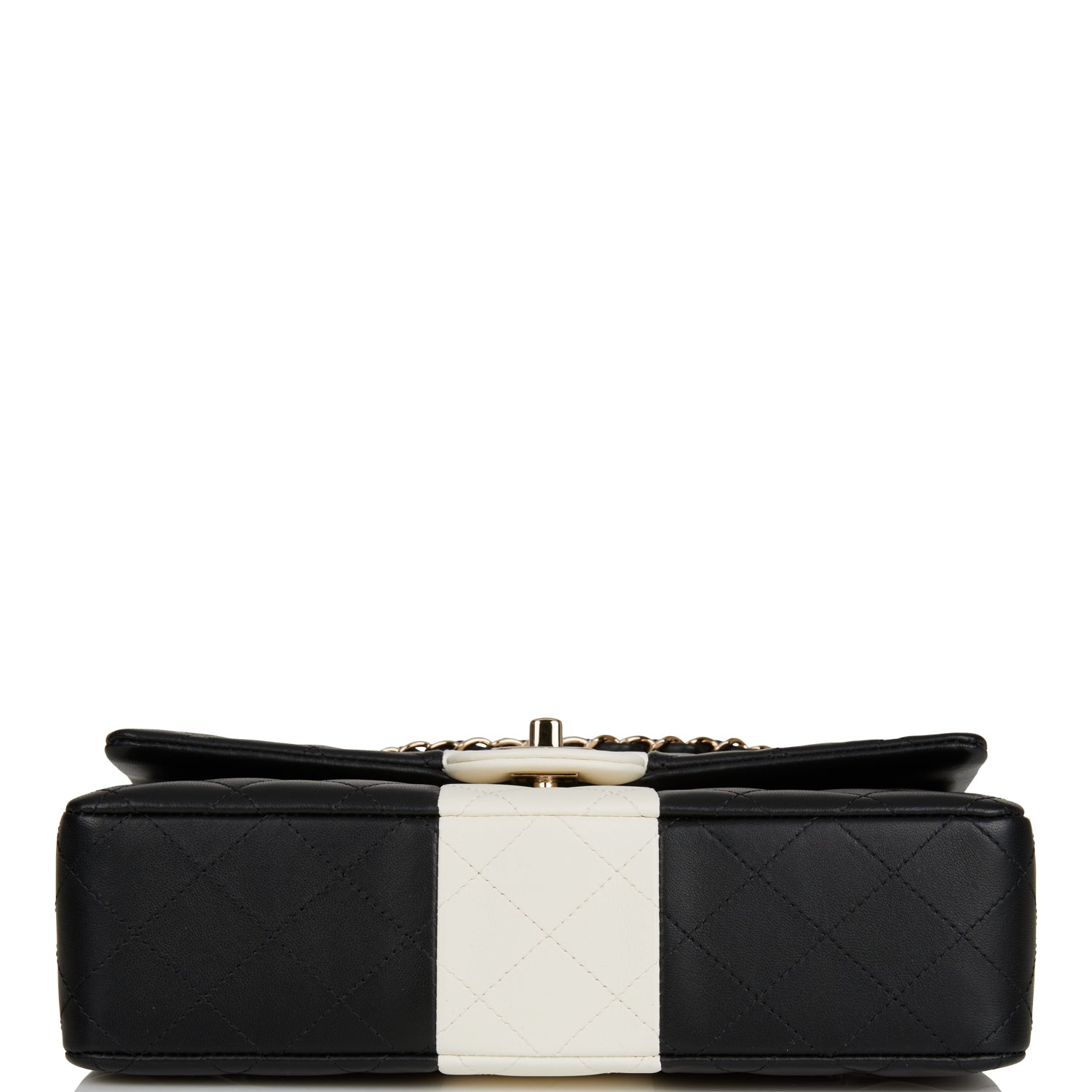 Chanel Medium Classic Double Flap Bag Black And White Lambskin Light Gold Hardware Rovelle Bags
