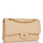 Chanel Medium Classic Double Flap Bag Beige Quilted Caviar Gold Hardware Rovelle Bags