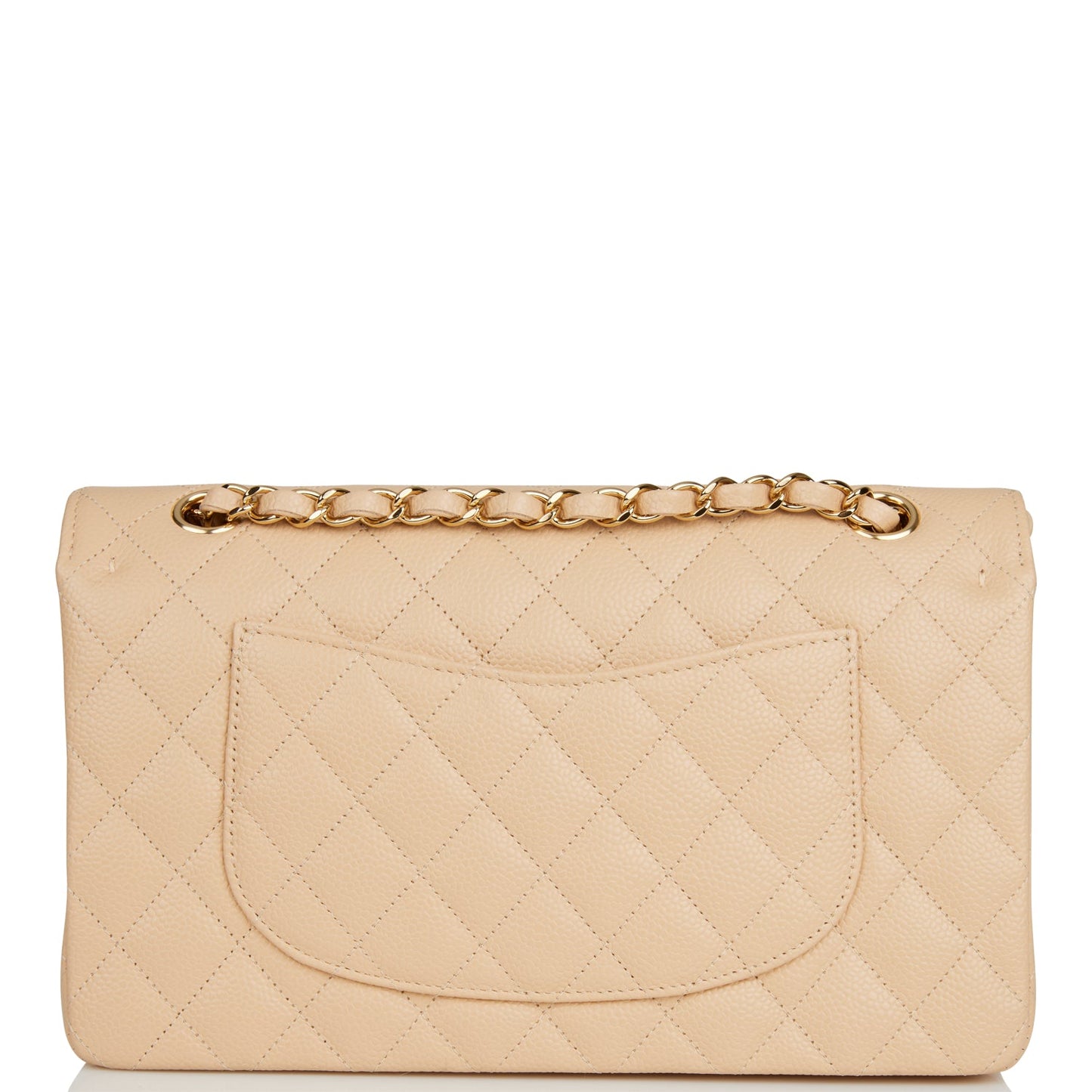 Chanel Medium Classic Double Flap Bag Beige Quilted Caviar Gold Hardware Rovelle Bags