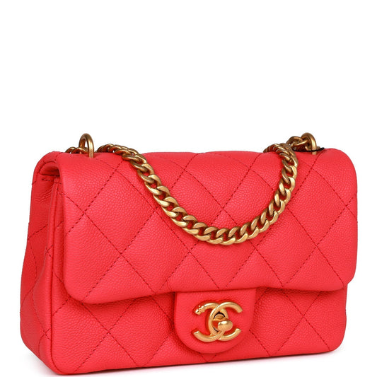 Chanel Mini Flap Bag Pink Caviar Antique Gold Hardware Rovelle Bags