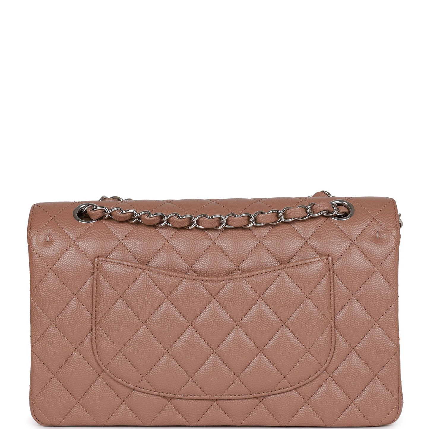 Chanel Medium Classic Double Flap Bag Beige Caviar Silver Hardware Rovelle Bags