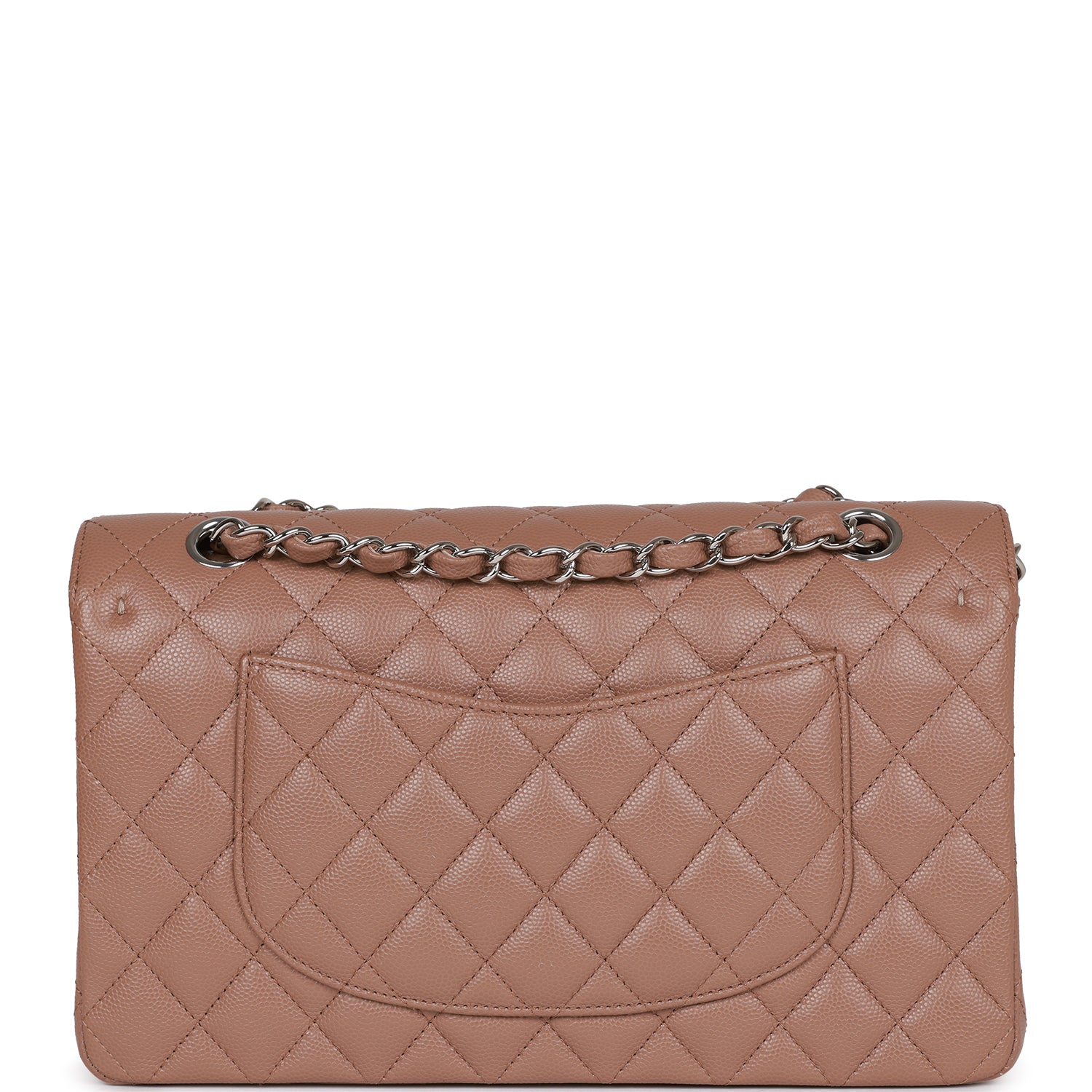 Chanel Medium Classic Double Flap Bag Beige Caviar Silver Hardware Rovelle Bags