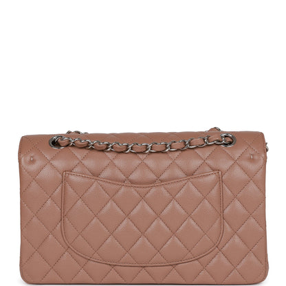 Chanel Medium Classic Double Flap Bag Beige Caviar Silver Hardware Rovelle Bags