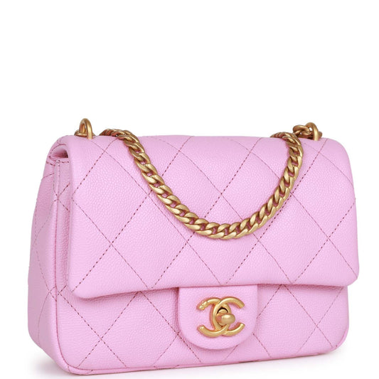 Chanel Sweetheart Crush Mini Rectangular Flap Bag Pink Caviar Antique Gold Hardware Rovelle Bags