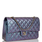 Chanel Medium Classic Double Flap Bag Blue Iridescent Caviar Light Gold Hardware Rovelle Bags