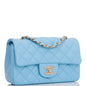 Chanel Mini Rectangular Flap Bag Blue Lambskin Light Gold Hardware Rovelle Bags