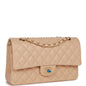 Chanel Medium Classic Double Flap Bag Beige Lambskin Light Gold Hardware Rovelle Bags