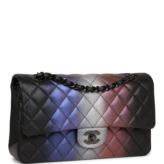 Chanel Medium Classic Double Flap Bag Multicolor Iridescent Calfskin Black Hardware Rovelle Bags