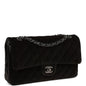 Chanel Medium Classic Double Flap Bag Black Velvet Ruthenium Hardware Rovelle Bags